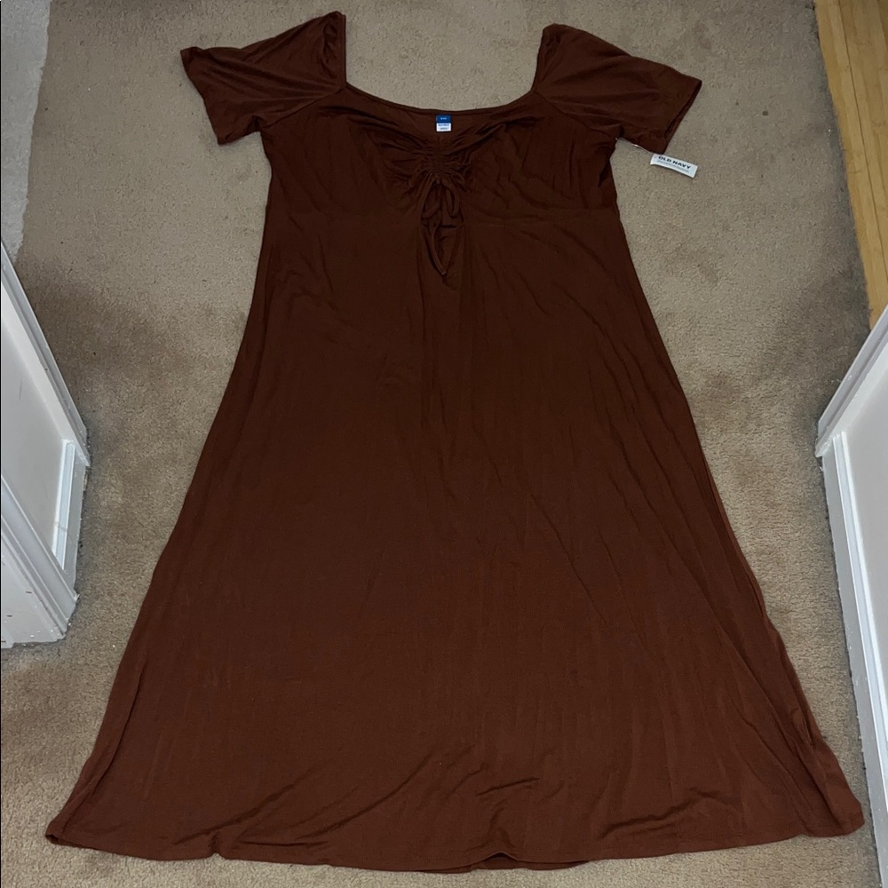 Brown Cinched Cut-out Maxi Dress